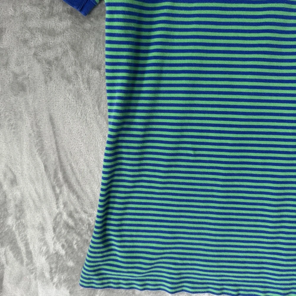 VTG Polo Ralph Lauren Polo Shirt Mens Large Blue Green Stripe Pique Casual Logo
